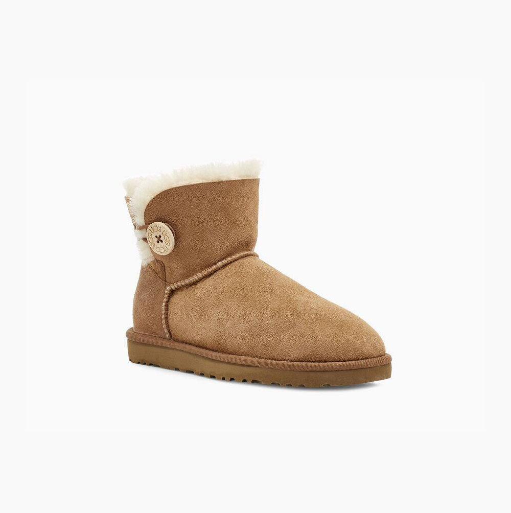 UGG Mini Bailey Button II Brown Boots for Women (JQGH89715)